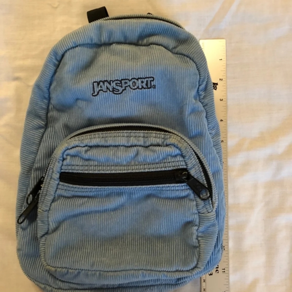 Small Blue Corduroy Jansport Backpack